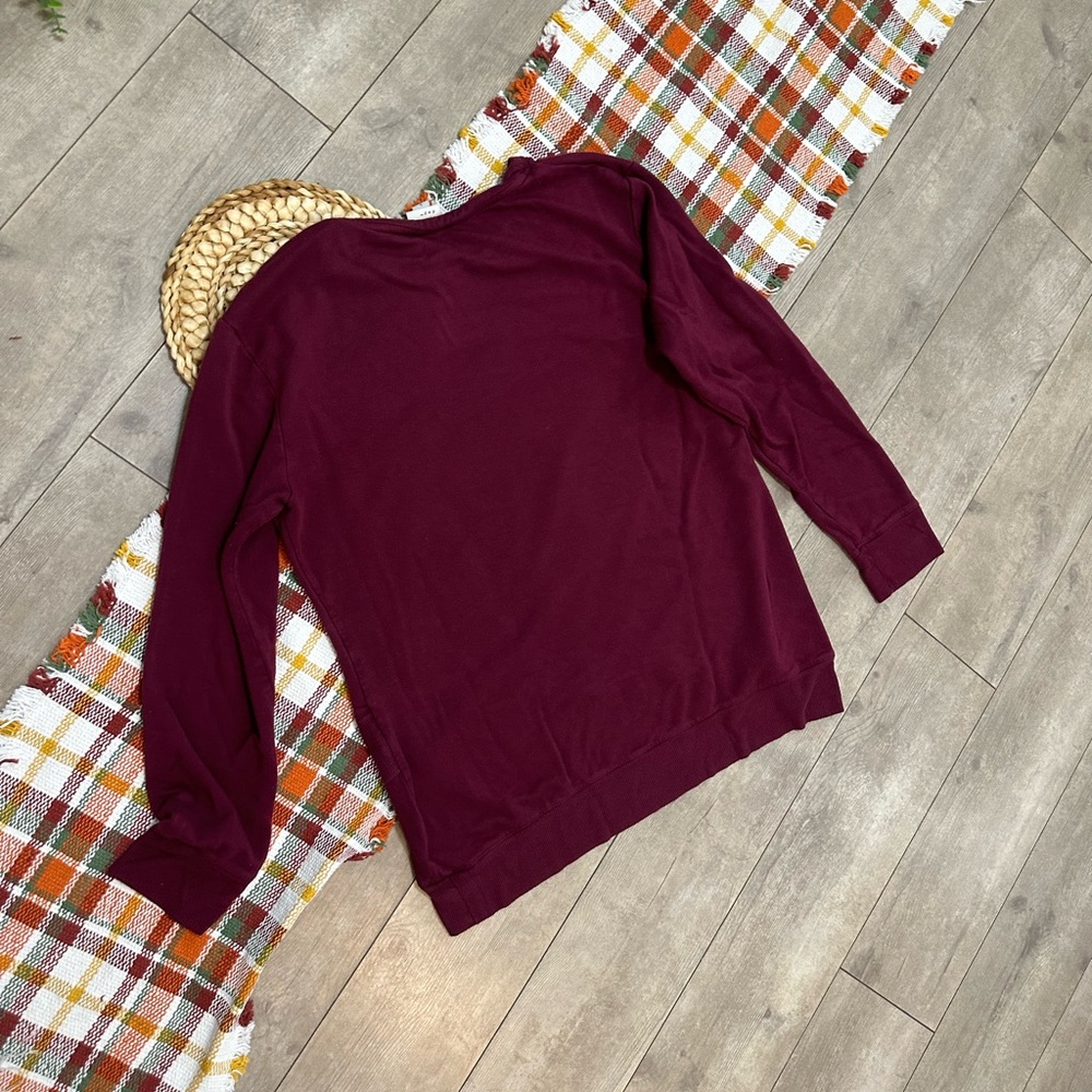 A New Day Women's Long Sleeve Cross-Front Pullover Sweatshirt Burgundy Sz Large - Picture 15 of 15